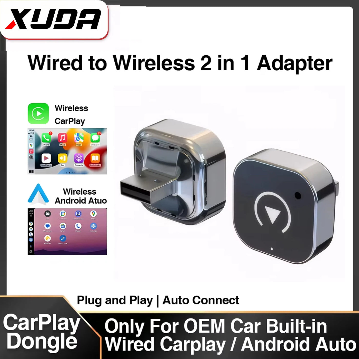 Wireless CarPlay Adapter for iPhone -Mini Plug & Play Auto Connect