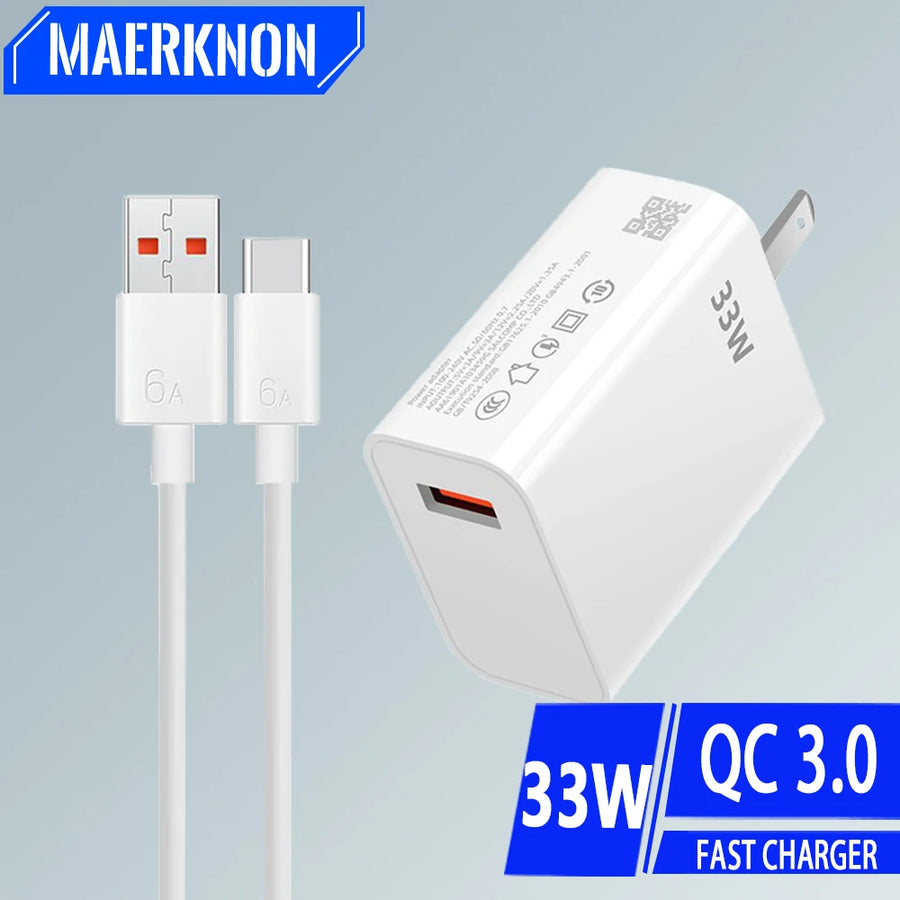 USB Charger 33W Fast Charging EU/US Plug Wall Charger